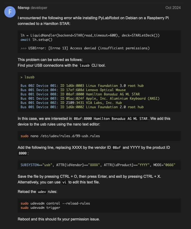 Screenshot of a forum post