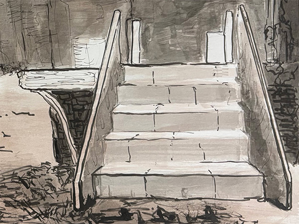 a drawing of a statue